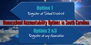 What is Option 1, Option 2 and Option 3 homeschool accountability in South Carolina?