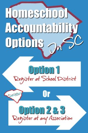 What is option 1, 2 and 3 in South Carolina Homeschool Law? This is the homeschool accountability options. It's really very easy to homeschool in South Carolina.