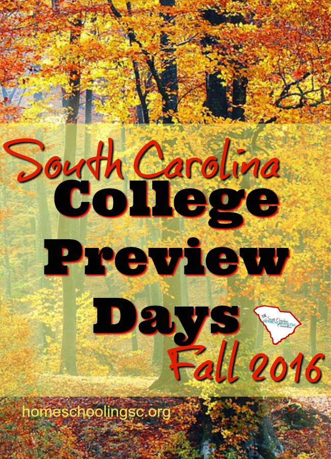 You can do virtual visits or schedule a visit any day. But, I love the College Preview Days, when the college does some extra special programs and events for prospective students. Here's a list of every college campus I could find in South Carolina for Fall 2016