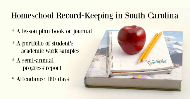 Minimum record keeping requirements for homeschooling in South Carolina.