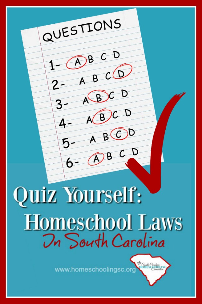 Whether you're new...or whether you've been homeschooling for a while. Here is your chance to see what you REALLY know about homeschooling laws in South Carolina.  Quiz Yourself: Homeschool Laws In SC