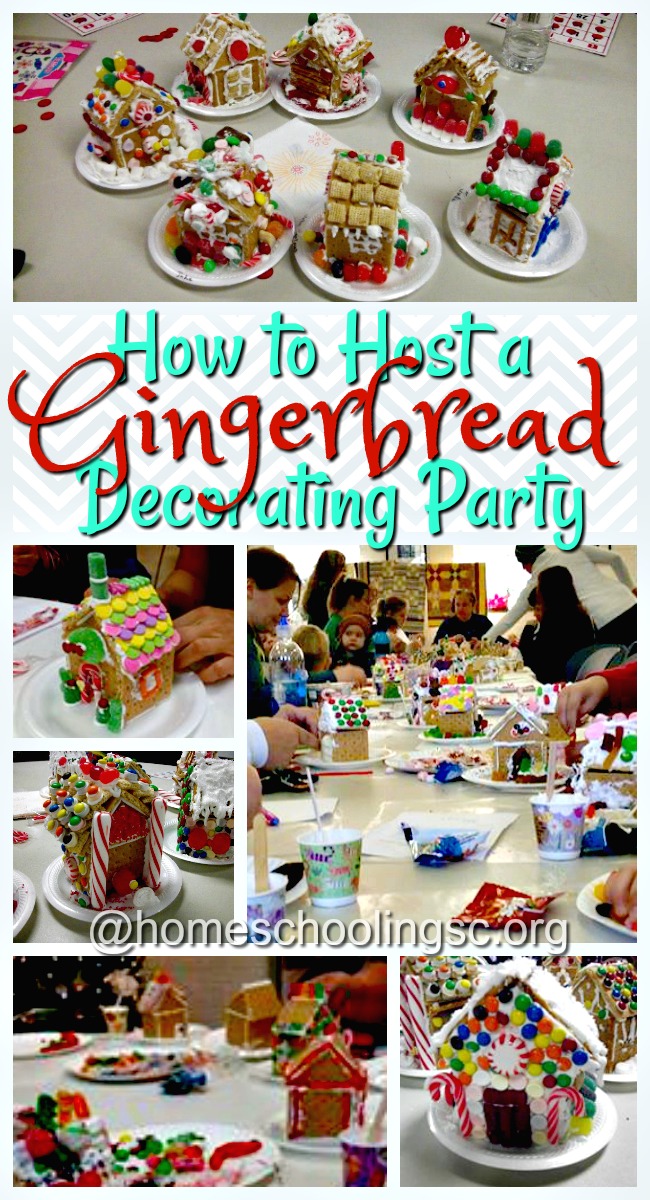 We love to host a gingerbread decorating party. It's a great activity for family, friends...and even our homeschool class or even the whole group.