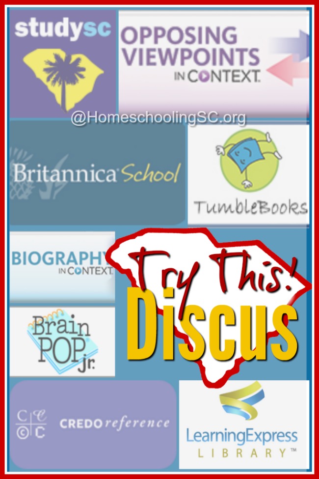 Move over Google. It's time to try this instead: Discus. The Discus resource is one of my favorite homeschool tools. And it's FREE for all residents in South Carolina!