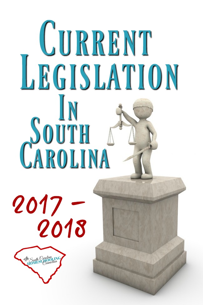 These are the bills that have been introduced in the current SC legislation 2017-2018 session. The last day of this session will be May 10, 2018. Any bills that haven't been made into law by then will have to be started all over again in the next session.