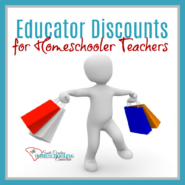 Where can you get educator discounts for homeschool teachers? Figurine holding shopping bags