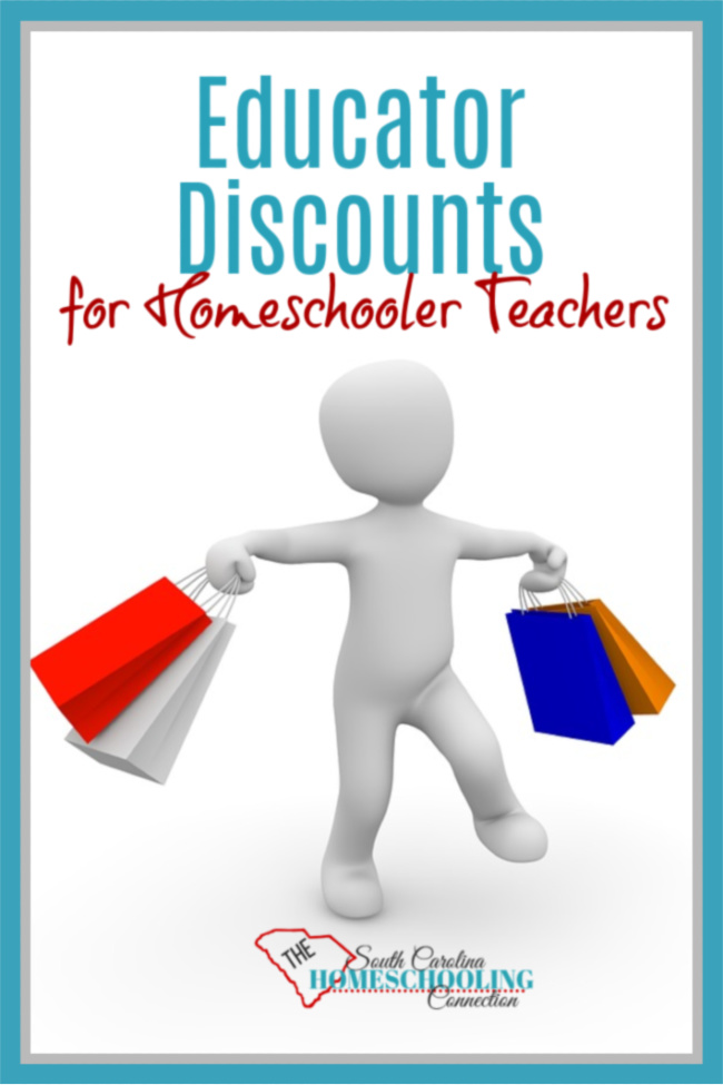 Where can you get educator discounts for homeschool teachers? Figurine holding shopping bags