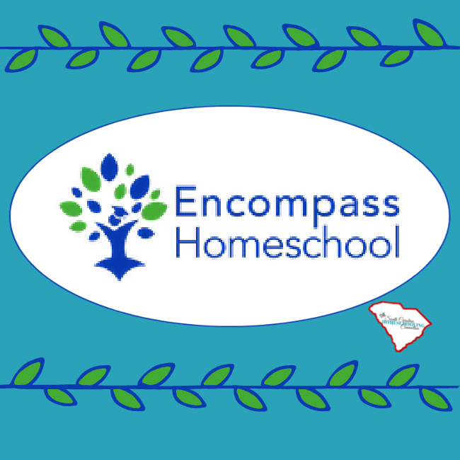 Encompass Homeschool is a 3rd Option Accountability association in SC. Tree logo and vines.